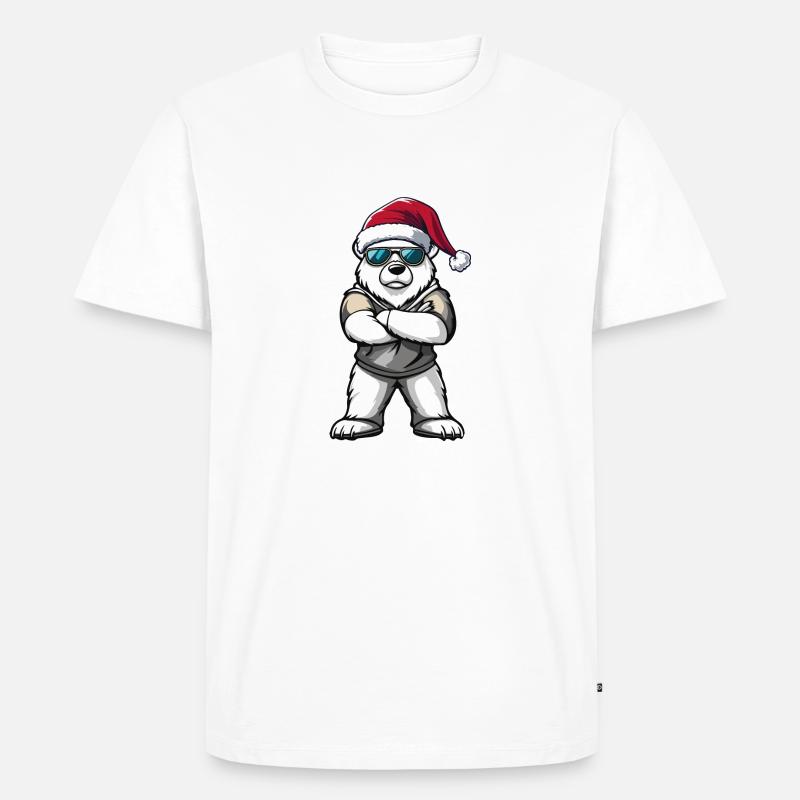 Eisbär Weihnachtsmann - Männer Premium Bio T-Shirt - Weiß