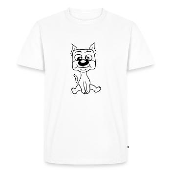 chien assis mignon petit chiot heureux animal de compagnie - T-shirt Premium bio Homme - blanc - Devant - Nico (187cm)