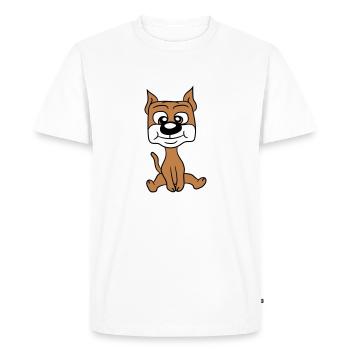 chien assis mignon petit chiot heureux animal de compagnie - T-shirt Premium bio Homme - blanc - Devant - Nico (187cm)