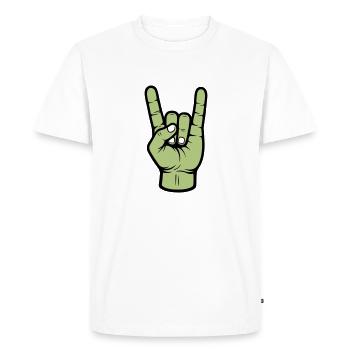 Signe de jupe de main de fête - T-shirt Premium bio Homme - blanc - Devant - Nico (187cm)