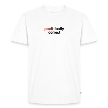 Poolitically Correct : l’humour en politique - T-shirt Premium bio Homme - blanc - Devant - Nico (187cm)