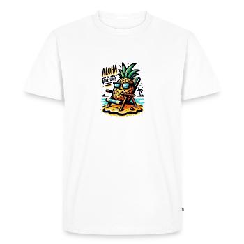 Aloha to new Adventures - Men's Premium Organic T-Shirt - white - Front - Nico (187cm)