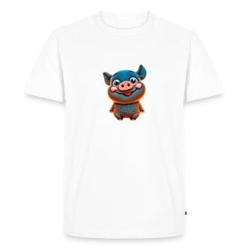 cute cartoon PIG BLACK - T-shirt Premium bio Homme - blanc - Devant - Nico (187cm)