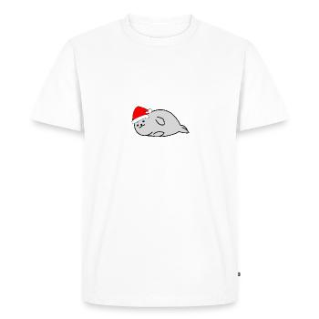 Sceau de Noël avec casquette Joyeux Noël - T-shirt Premium bio Homme - blanc - Devant - Nico (187cm)