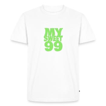 Sweet 99 - Men's Premium Organic T-Shirt - white - Front - Nico (187cm)