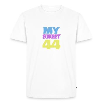 Sweet 44 - Men's Premium Organic T-Shirt - white - Front - Nico (187cm)