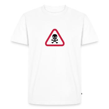 skull danger triangle panel 280) - Men's Premium Organic T-Shirt - white - Front - Nico (187cm)