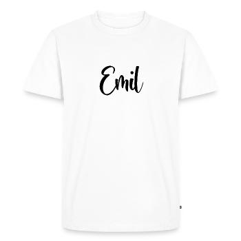 Nom - Emil - T-shirt Premium bio Homme - blanc - Devant - Nico (187cm)