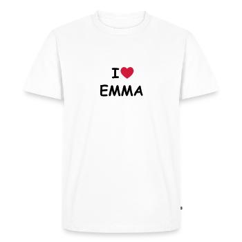 J'aime Emma - T-shirt Premium bio Homme - blanc - Devant - Nico (187cm)