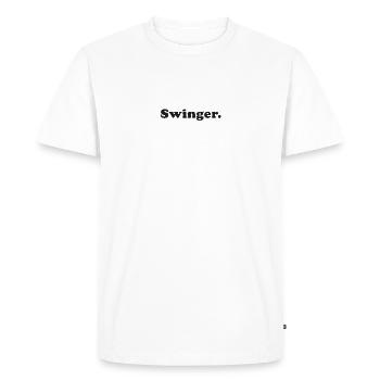 Swinger in black type - Men's Premium Organic T-Shirt - white - Front - Nico (187cm)