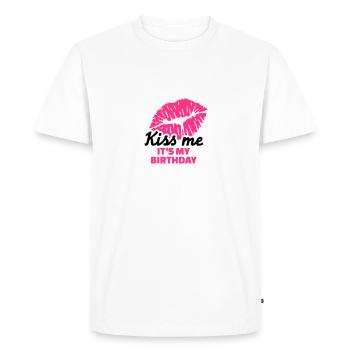 Kiss me It's my Birthday - T-shirt Premium bio Homme - blanc - Devant - Nico (187cm)
