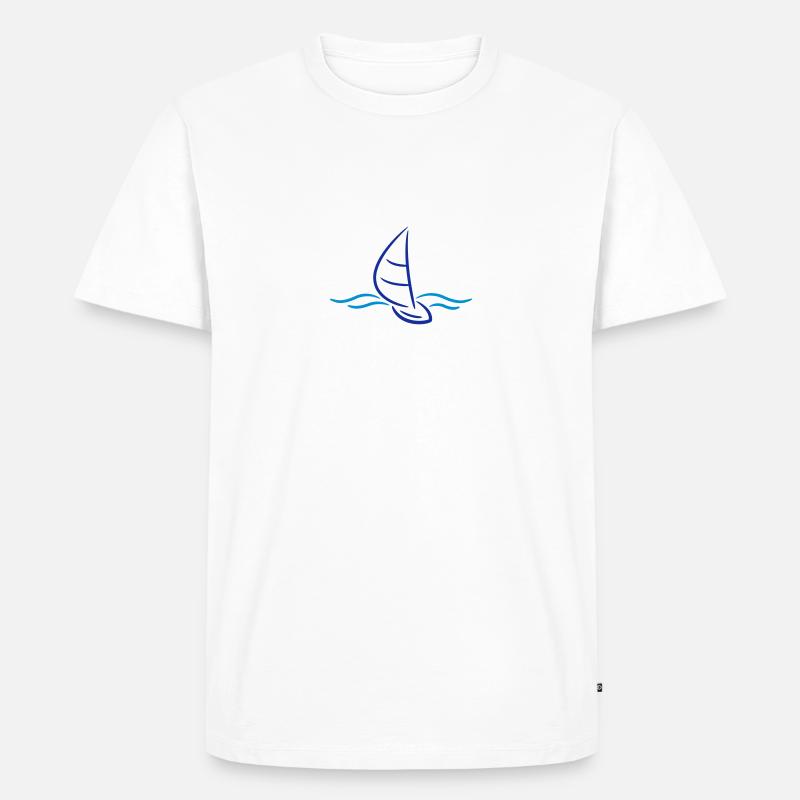 Sailing Boad And Waves Logo - T-shirt Premium bio Homme - blanc