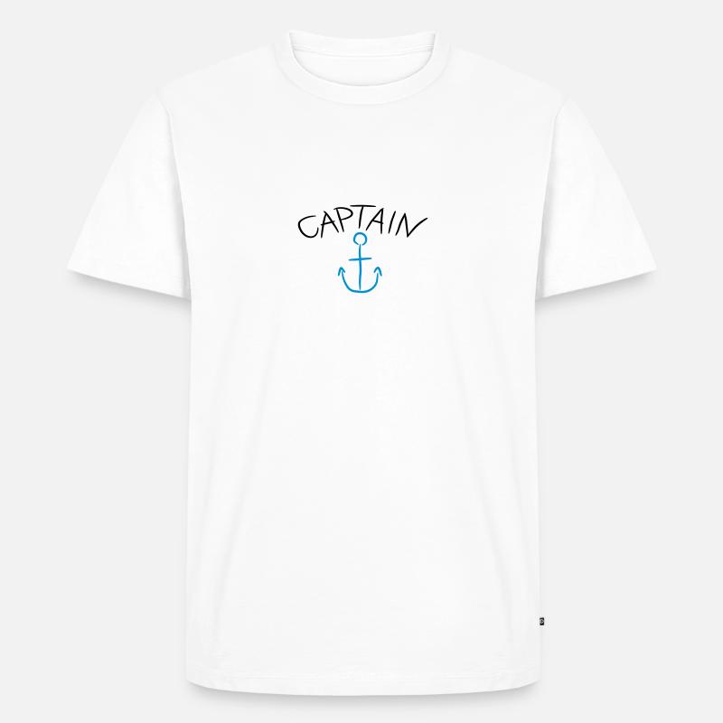 Captain Anchor Comic Logo - Männer Premium Bio T-Shirt - Weiß