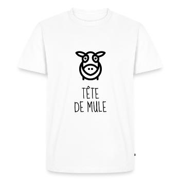 Tête de Mule - Caractère - Râler - Raleur - Bébé - T-shirt Premium bio Homme - blanc - Devant - Nico (187cm)