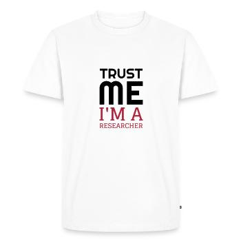Chercheur / Recherche / Travail / Métier / Job - T-shirt Premium bio Homme - blanc - Devant - Nico (187cm)