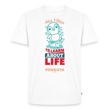 All I Need To Learn About Life Penguin - Men's Premium Organic T-Shirt - white - Front - Nico (187cm)