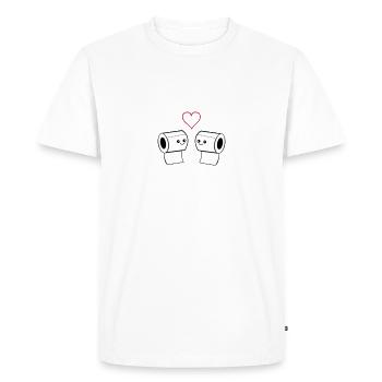 toilet paper in love 002 - Men's Premium Organic T-Shirt - white - Front - Nico (187cm)