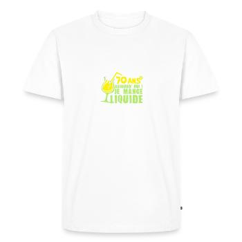 70 ans mange liquide anniversaire - T-shirt Premium bio Homme - blanc - Devant - Nico (187cm)