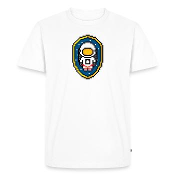 Astronaut Badge (Pixel art/Space Badge) - Men's Premium Organic T-Shirt - white - Front - Nico (187cm)