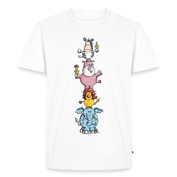 Drôles Animaux Cirque - Zoo - T-shirt Premium bio Homme - blanc - Devant - Nico (187cm)