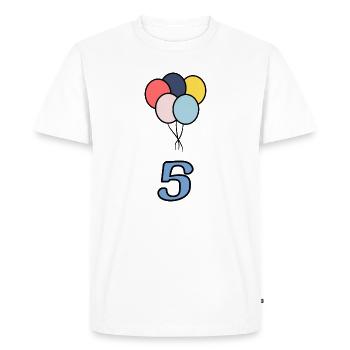 5. ANNIVERSAIRE. 5 ANS. 5e ANNIVERSAIRE - T-shirt Premium bio Homme - blanc - Devant - Nico (187cm)