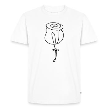 Minimalist Rose Flower Hand Drawn - Men's Premium Organic T-Shirt - white - Front - Nico (187cm)