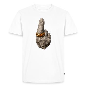 Rough Stone Hand with Gold Ring - Men's Premium Organic T-Shirt - white - Front - Nico (187cm)