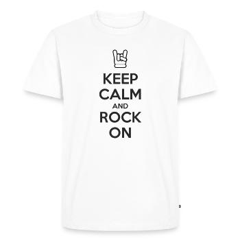 Keep Calm and Rock On - Men's Premium Organic T-Shirt - white - Front - Nico (187cm)
