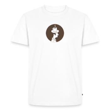 Coffee Hat Man - Men's Premium Organic T-Shirt - white - Front - Nico (187cm)