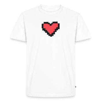 Cœur rouge pixel art rétro 8 bits - T-shirt Premium bio Homme - blanc - Devant - Nico (187cm)