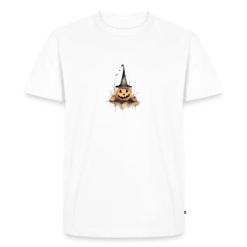Watercolor pumpkin with a hat - Men's Premium Organic T-Shirt - white - Front - Nico (187cm)