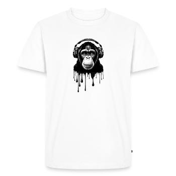 Chimpanzee with Headphone Monkey DJ Music Festival - Men's Premium Organic T-Shirt - white - Front - Nico (187cm)