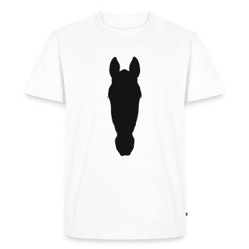 Silhouette frontale de la tête de cheval - T-shirt Premium bio Homme - blanc - Devant - Nico (187cm)