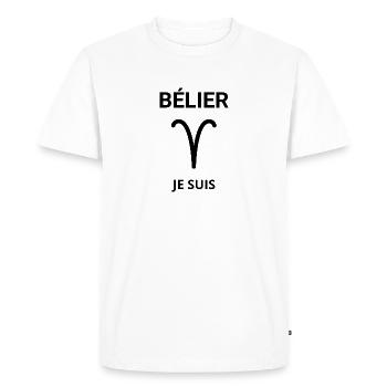 Belier, je suis - T-shirt Premium bio Homme - blanc - Devant - Nico (187cm)