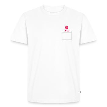 Une rose dans la poche - T-shirt Premium bio Homme - blanc - Devant - Nico (187cm)