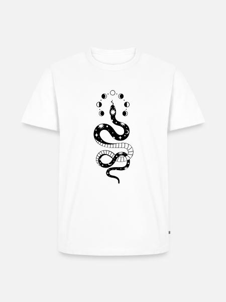 Schlange Mondphasen - Männer Premium Bio T-Shirt - Weiß
