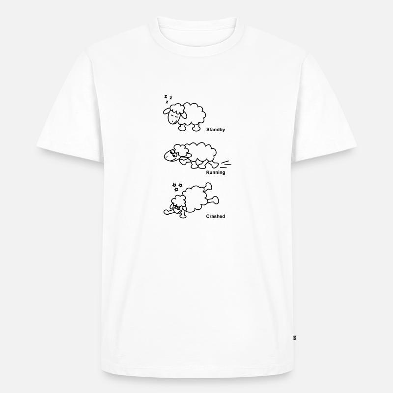 Schaf Standby Running Crashed - Männer Premium Bio T-Shirt - Weiß