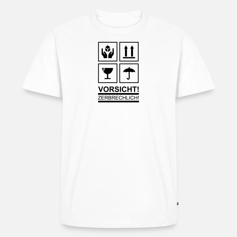 vorsicht zerbrechlich - Männer Premium Bio T-Shirt - Weiß