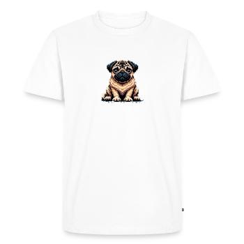 Pixel Pug - Men's Premium Organic T-Shirt - white - Front - Nico (187cm)