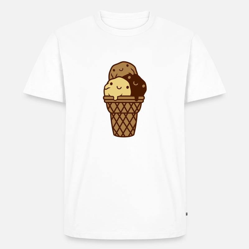 Süße 3 Eiskugeln Waffel - Männer Premium Bio T-Shirt - Weiß