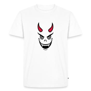 Evil Devil Face Design - Men's Premium Organic T-Shirt - white - Front - Nico (187cm)