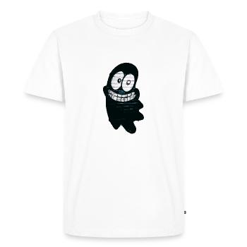 Funny smiling ghost in black - Men's Premium Organic T-Shirt - white - Front - Nico (187cm)