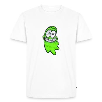Funny smiling ghost in green - Men's Premium Organic T-Shirt - white - Front - Nico (187cm)