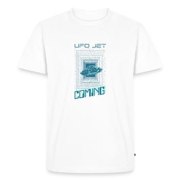 UFO Jet - Men's Premium Organic T-Shirt - white - Front - Nico (187cm)