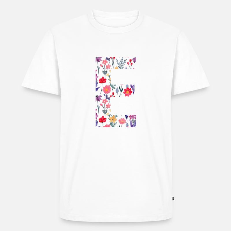 Personalisierter Blumenbuchstabe E - Geschenkidee - Männer Premium Bio T-Shirt - Weiß