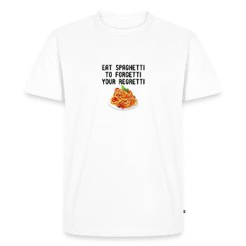 Eat Spaghetti To Forgetti Your Regretti Funny Food - Men's Premium Organic T-Shirt - white - Front - Nico (187cm)