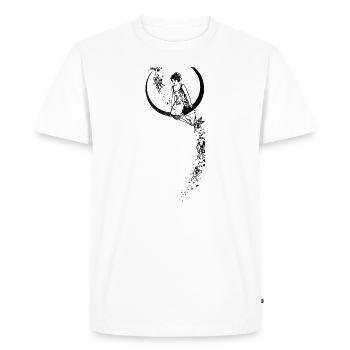 Woman sitting on the moon Vintage Illustration - Men's Premium Organic T-Shirt - white - Front - Nico (187cm)