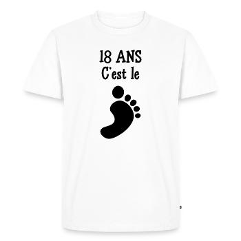 18 ans c'est le pied ! - T-shirt Premium bio Homme - blanc - Devant - Nico (187cm)