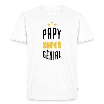 Papy Papi Grand-Père Retraite famille - T-shirt Premium bio Homme - blanc - Devant - Nico (187cm)
