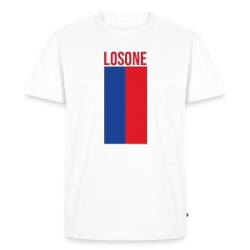 Minimalist Losone Flag Design - Men's Premium Organic T-Shirt - white - Front - Nico (187cm)